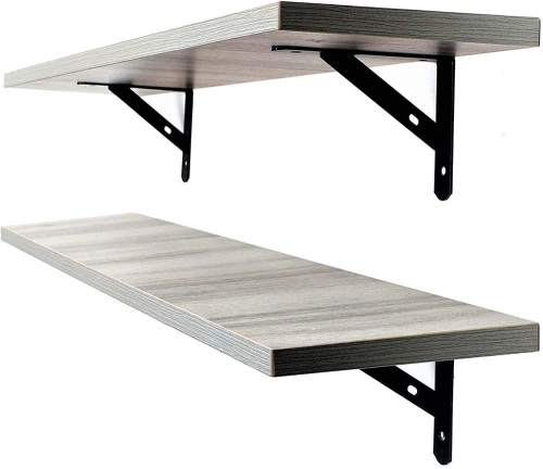 Lot of (2) AWX Rustic Floating Shelves with Wall Anchors, Rustic Gray, Set of 2 - Appear New  - Lot 643