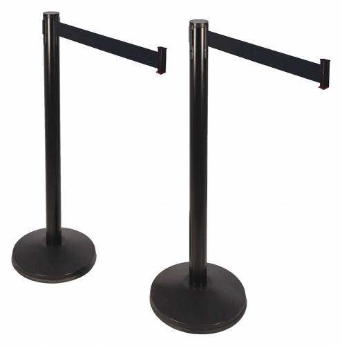 Belt Barrier, 10 ft, Black, Sloped, 2 Pack - Appears New  - Lot 649
