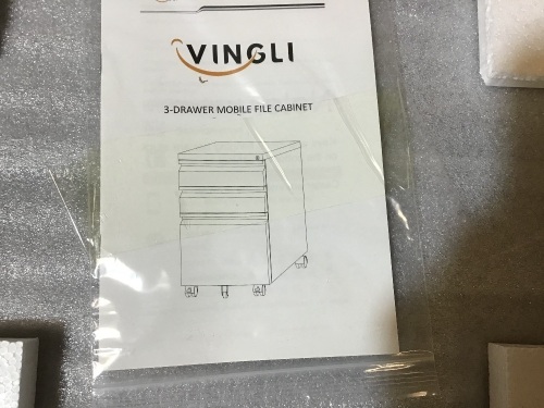 Vingli 3-Drawer Mobile File Cabinet - New with Minor Scuff  - Lot 654