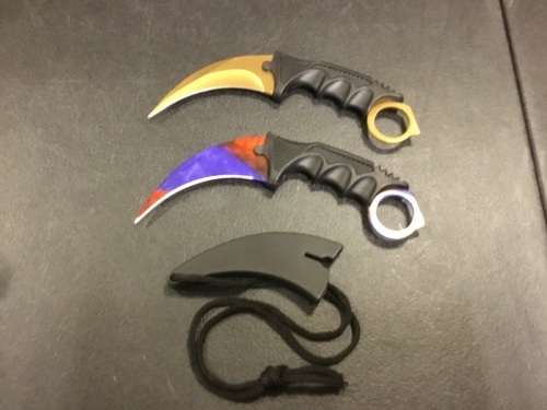 Karambit Knife, Set of 2, Stainless Steel Fixed Blade Tactical Knives, Only 1 Sheath - E-Comm Return, Appear New  - Lot 677