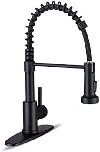 WEWE Kitchen Faucet with Pull Down Sprayer, Stainless Steel Matte Black Industrial Single Handle - Appears New - Lot 696