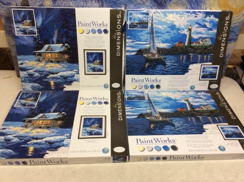 Lot of (4) PaintWorks Paint By Number Kits - Appear New   - Lot 705