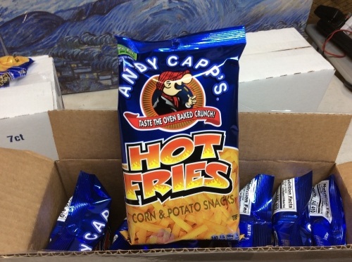 Lot of (3) Cases of Andy Capp's Hot Fries, Best By 07/14/21, 3 oz Bags, 7 Per Case - Appear New - Lot 728