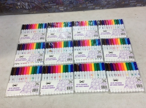 Lot of (12) Mr. Pen 12 pc Colorful Dry Erase Markers - Appear New  - Lot 735