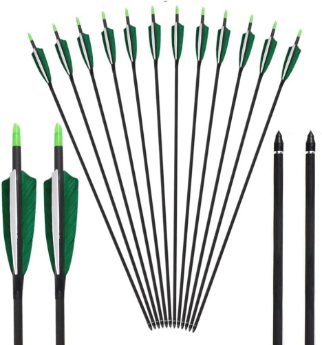 Huntingdoor Pure Carbon Archery Targeting Arrows for Recurve Bow, 12 Pack - Appear New  - Lot 810