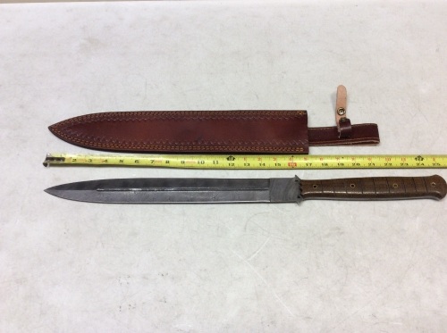 Damascus Dagger 16" Blade with Sheath - Appears New  - Lot 841