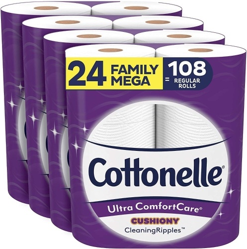 Cottonelle Ultra ComfortCare Toilet Paper with Cushiony CleaningRipples, 24 Family Mega Rolls - New/Unopened  - Lot 910