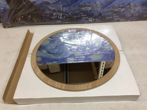 Round Wood Mirror, 17.7" - Appears New  - Lot 919