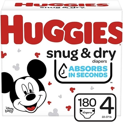 Huggies Snug & Dry Baby Diapers, Size 4, 180 Ct - New/Unopened  - Lot 920