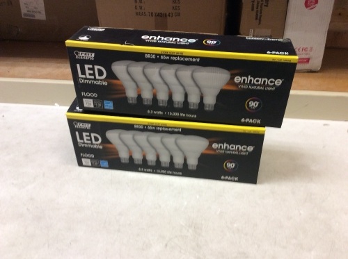 Lot of (2) Feit Electric Dimmable Led BR 30 Flood 65W Soft White, 6 Count - Appear New  - Lot 934