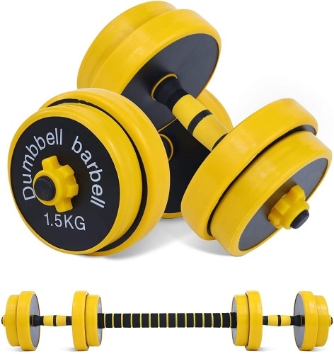 Nice C Adjustable Dumbbell Barbell Weight Pair, Free Weights 2-in-1 Set, Non-Slip Neoprene Hand - Appears New  - Lot 939