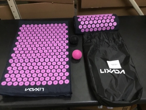 Acupressure Mat and Pillow Set, Pink/Black - Appears New   - Lot 941