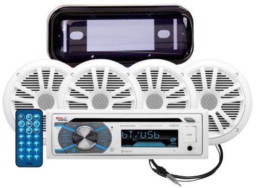 Boss Audio Systems MR508UAB AM/FM/CD/MP3 Bluetooth Marine Receiver with 4 Speakers, E-commerce Return, Untested - Lot 1006