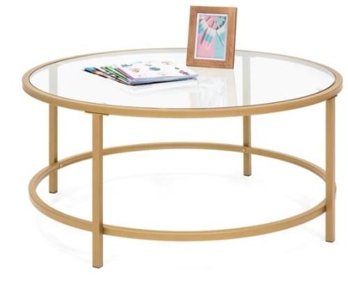 Round Tempered Glass Coffee Table w/ Steel Frame,APPEARS NEW  - Lot 27