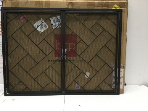 2-Panel Wrought Iron Geometric Fireplace Screen with Magnetic Doors,Apears New - Lot 104