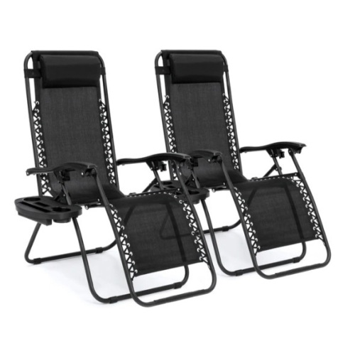 Set of 2 Adjustable Zero Gravity Patio Chair Recliners w/ Cup Holders,APPEARS NEW - Lot 151