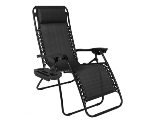 STEEL MESH ZERO GRAVITY LOUNGECHAIR WITH CUPHOLDERS,NEW - Lot 157