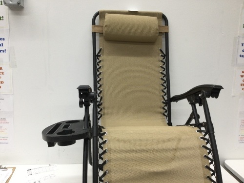 Adjustable Steel Mesh Zero Gravity Lounge Chair Recliners W/Pillows and Cup Holder Trays,NEW - Lot 198