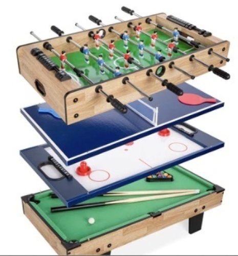 4-in1 Multi Game Table Set w/AirHockey,Tennis,Billiards,Foosball,Appears New - Lot 216