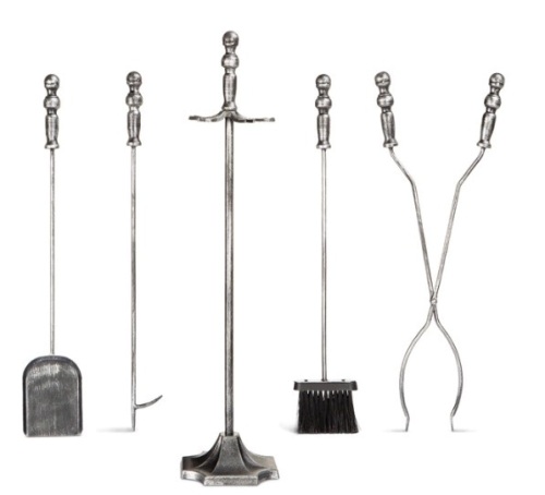 5-Piece Rustic Iron Indoor Outdoor Fireplace and Firepit Tool Set w/ Stand,APPEARS NEW - Lot 221