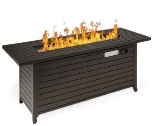 BTU Rectangular Propane Gas Fire Pit Table,Appears New  - Lot 222