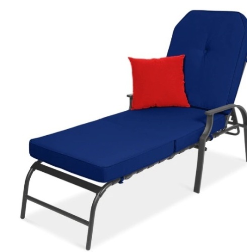 Outdoor Chaise Lounge Recliner Chair Furniture w/ 2 Cushions,New - Lot 228