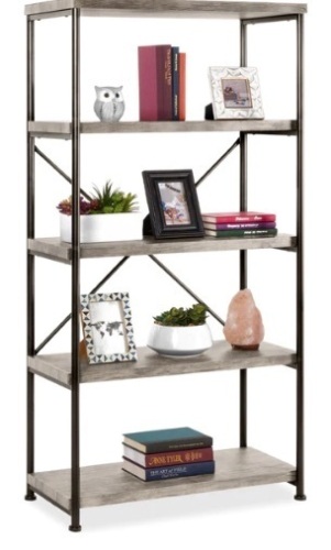 5-Tier Industrial bookshelf W/ frame Wood Shelves,New - Lot 271