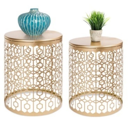 Set of 2 Decorative Round Side Accent Tables,Appears New - Lot 284