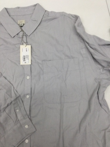 A New Day Women Gray Long Sleeve Button-Down Shirt L, Appears New - Lot 549