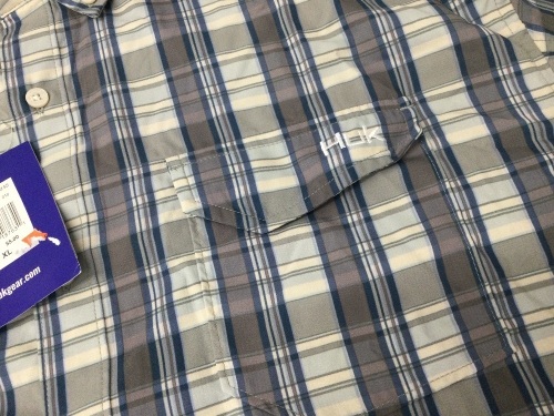 Huk Tide Point Fish Plaid Short Sleeve Shirt, New - Lot 635
