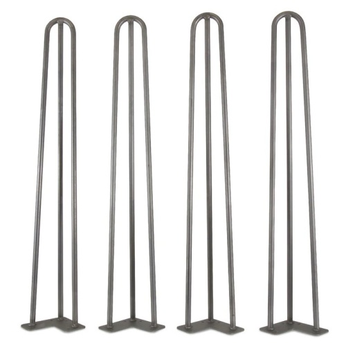28-Inch Mid-Century Modern Raw Steel Hairpin Table Legs, 1/2" Diameter, Set of 4 - Lot 102