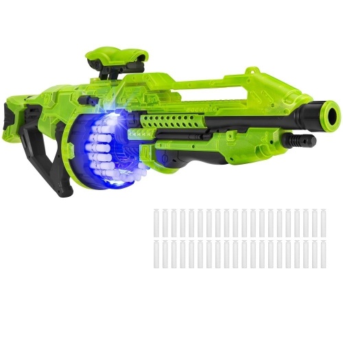 Kids XL Foam Dart Alien Blaster Gun Toy w/ 40 Glow-in-the-Dark Darts, Green - Lot 174