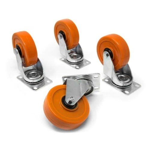 4-Inch 285-Pound Capacity Double Ball-Bearing Polyurethane Swivel Plate Caster (4-Pack) - Lot 217