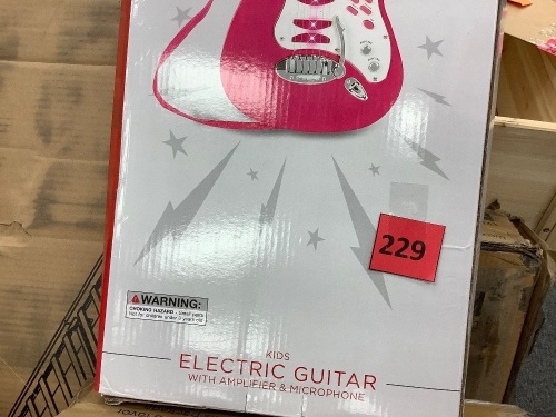 Kids Electric Guitar Toy Play Set w/ 6 Songs, Microphone, Amp - Lot 229