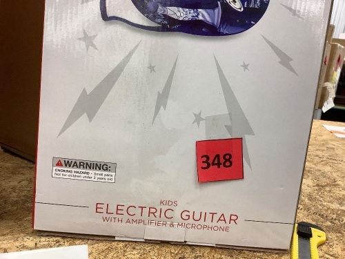 Kids Electric Guitar Toy Play Set w/ 6 Songs, Microphone, Amp - Lot 348
