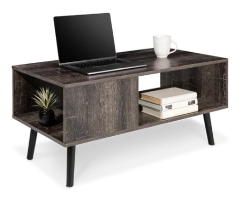 Wooden Mid-Century Modern Coffee Accent Table w/ Open Storage Shelf, Appears New - Lot 407
