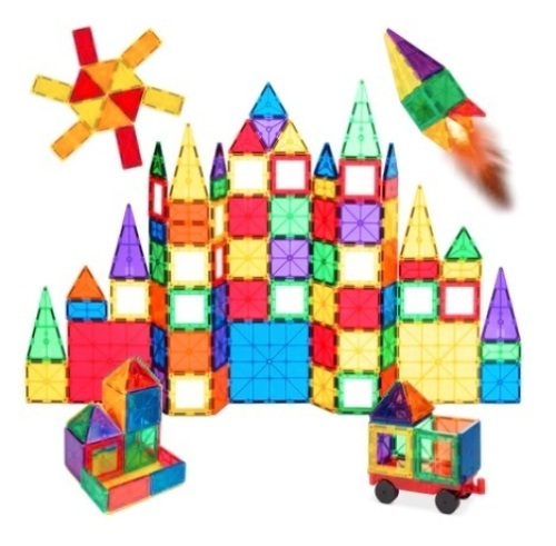 110-Piece Kids Magnetic Tiles STEM Construction Toy Building Block Set, Appears New - Lot 412