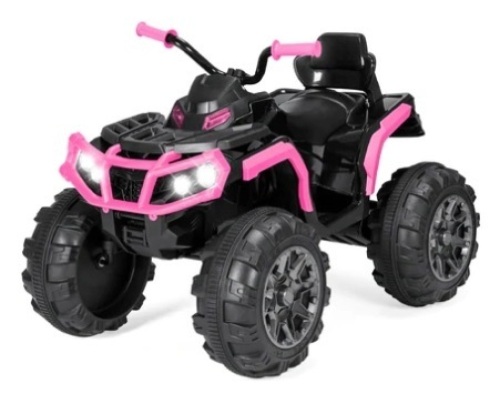 12V Kids Ride-On 4-Wheeler Quad ATV Car w/ 3.7mph Max, Bluetooth,& Headlights, Pink, Appears New - Lot 487