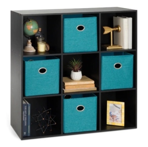 9-Cube Bookshelf Storage Display w/ 3 Removable Panels, Customizable Design, Apears New - Lot 534