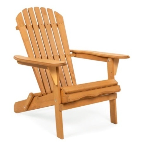 Folding Wooden Adirondack Chair Accent Furniture w/ Natural Finish, Brown, Appears New - Lot 544