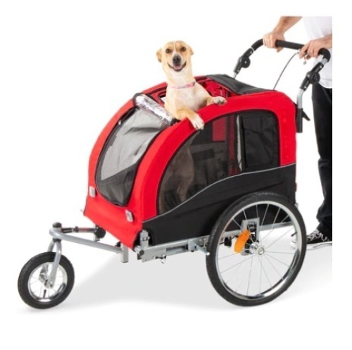 2-in-1 Pet Stroller and Bike Trailer, Black/Red, Appears New - Lot 547