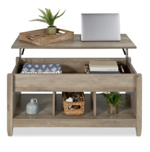 Multifunctional Lift Top Coffee Table w/ Hidden Storage, 3 Cubbies, Gray Oak, Appears New - Lot 555