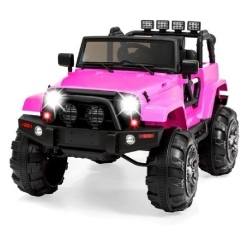 12V Kids Ride-On Truck Car Toy w/ 3 Speeds, LED, Remote, & Bluetooth, Boxes A & B, Pink, Appears New - Lot 560