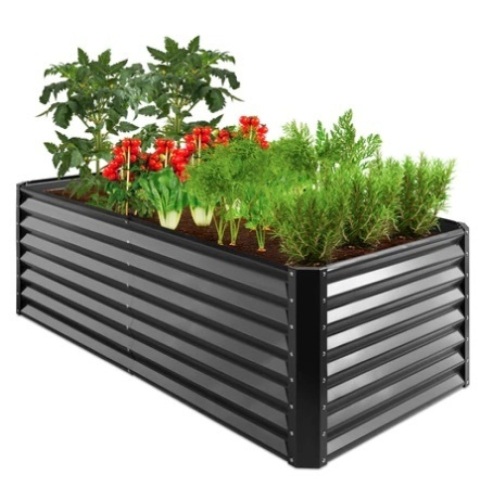 Outdoor Metal Raised Garden Bed, Gray, 6x3x2ft - Lot 585