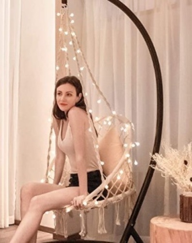 VIVOHOME Hanging Hammock Chair with 39 Feet Long LED Lights for Indoor Outdoor, 330 lbs Capacity, Note: Stand Not Included, Appears New - Lot 590