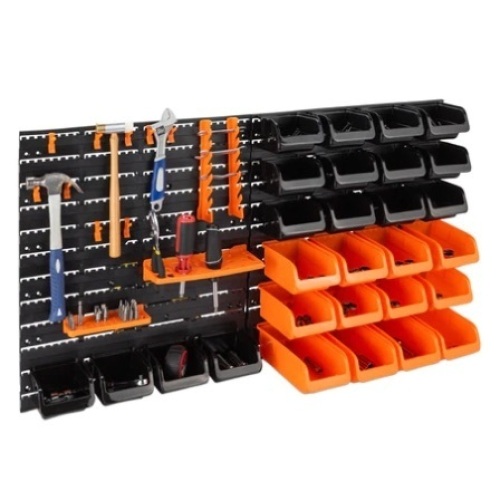 44-Piece Wall Mounted Garage Storage Rack, Tool Organizer, 38x21.25in, Appears New - Lot 593