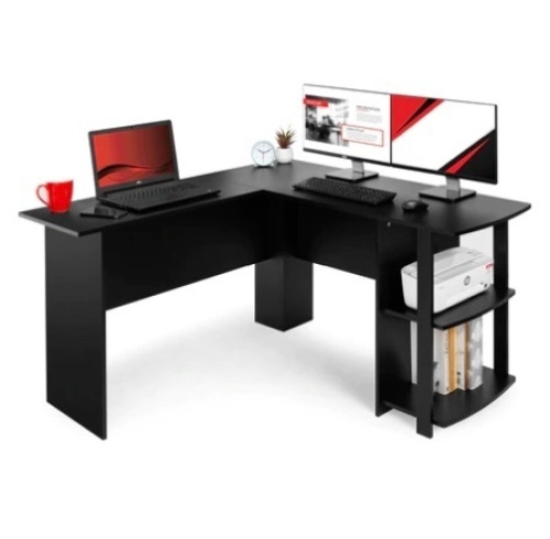L-Shaped Corner Computer Office Desk, Black, Appears New - Lot 598