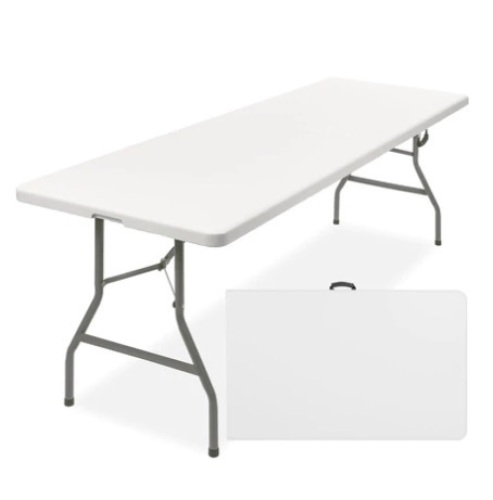 8ft Portable Folding Plastic Dining Table w/ Handle, & Lock, White - Lot 607