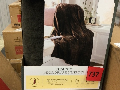 50x60in Heated Microplush Throw Blanket - Lot 737