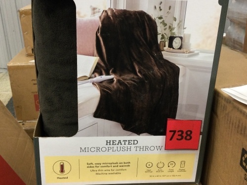 50x60in Heated Microplush Throw Blanket - Lot 738